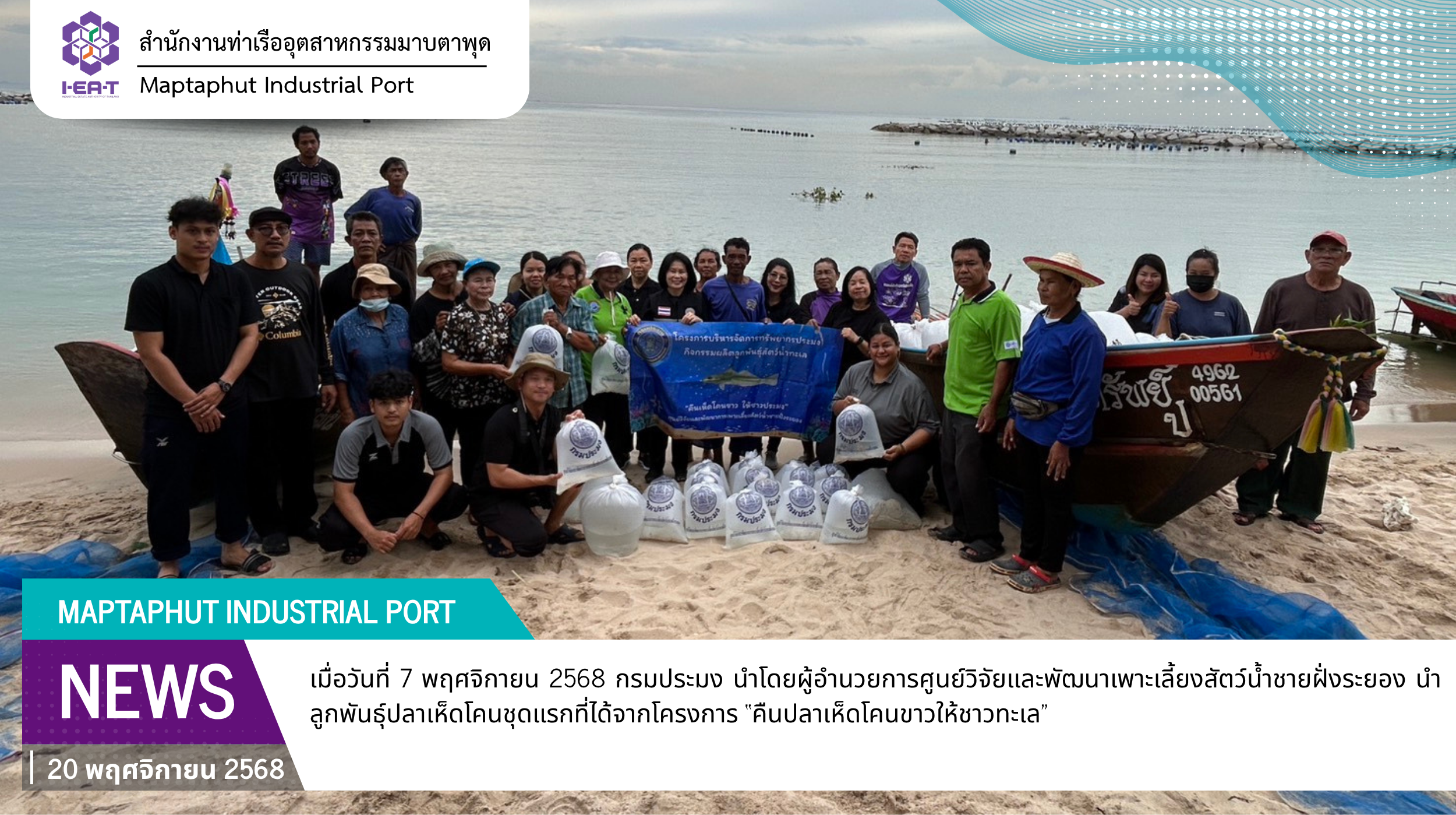 กรมประมงคืนปลาเห็ดโคนขาว ให้ชาวประมงระยอง